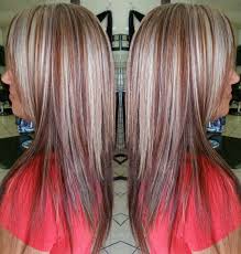Want to bring a little brightness to your hair but not ready to go fully blonde? Light Blonde Highlights On Mahogany Brown Base Silver Blonde Hair Colored Hair Tips Red Hair With Blonde Highlights