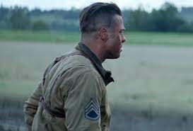 The back of the hair is kept longer and tapered off to a zero through the neck. Side View Brad Pitt In Fury Hairstyle Fury Haircut Brad Pitt Brad Pitt Haircut