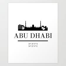 Black And White City Skyline Abu Dhabi Uae Black Silhouette Skyline Art Skyline Art City Skyline Art Black Silhouette