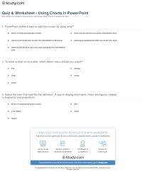 quiz worksheet using charts in powerpoint study com