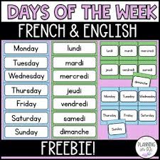 Days Of The Week Calendar Cards French English Bilingual Polka Dot Theme Free In 2020 French Flashcards Calendar Activities Polka Dot Theme