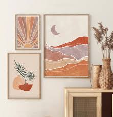 Mandala tapestry, boho wall hangings and round beach throws shop. Boho Art Set Of 3 Prints Boho Wall Art Abstract Landscape Etsy