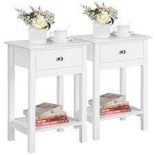 I comodini sono complementi indispensabili al tuo riposo! Yaheetech Set 2 Comodini Da Camera Da Letto Bianchi Moderni 40 X 30 X 61 Cm Con 1 Cassetto In Legno Mdf Per Soggiorno Divano Salotto Eprice