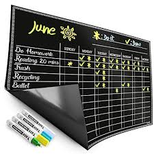 Magnetic Chore Chart For Kids 4 Chalk Markers Childrens Dry Erase Chalkboard Calendar For Multiple Household Chores Responsibilities
