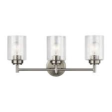 The electrician who installed said they were high quality fixtures and was surprised. Kichler Winslow 3 Light Nickel Transitional Vanity Light Lowes Com Vanity Lighting Bath Vanity Lighting Bath Light