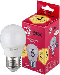 LED P45-6W-827-E27 R ЭРА (диод, шар, 6Вт, тепл, E27) (101004000)