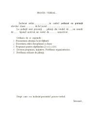 Proces verbal încheiat azi, , cu ocazia desfășurării ședinței cu părinții elevilor clasei. Proces Verbal Sedinta Cu Parintii