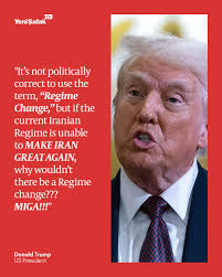 US President Donald Trump publicly mulled Sunday the potential overthrow of  the Iranian government, just hours after he authorized a series of strikes 
