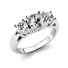 metal factory sterling silver 925 cubic zirconia cz 3 stone engagement ring