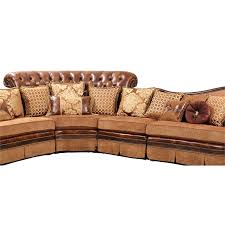 You'll be investing in a timeless piece of furniture that will be cherished for generations to come with its attention to detail and exquisite craftsmanship. Cosmos Furniture Linda Sectional Traditional Leather Sofa In Cherry Wood 3041chlin