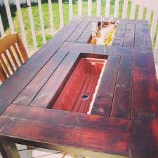 Table With Built In Ice Buckets And Drains Genius Build From Painted Reclaimed Woodor Pallets Deck Table Home Projects Home Diy