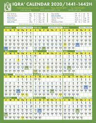 Iqra Calendar 2020 1441 1442h Islamic Dates 196 Islamic Calendar Hijri Calendar Calendar 2020