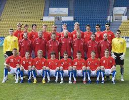 L'équipe de tchécoslovaquie de football (československá fotbalová reprezentace), créée en 1920 et dissoute en 1993, est la sélection de joueurs tchécoslovaques représentant le pays dans les compétitions internationales de football masculin, sous l'égide de la fédération tchécoslovaque de football. Ck Row From Left Petr Pavlik Michal Svec Kamil Vacek Petr Janda Tomas Oklestek Marek Strestik Martin Fenin Marek Suc Squad Soccer Field Czech Republic