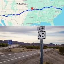 U.S. Route 60 is a historic coast‑to‑coast east–west United States Highway  stretching about 2,655–2,670 miles, running from near Brenda, Arizona (at  Interstate 10) to Virginia Beach, Virginia (at the Atlantic Ocean) ￼.