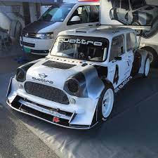 The Mini Quattro Fiberglass Mini Body Over Custom Chassis Powered By A Turbo 2 5 L Inline Five And Audi Awd System Mini Cars Audi Mini Coper