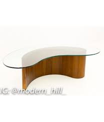 Vladimir kagan apostrophe / comma coffee table walnut and glass. Vladimir Kagan Mid Century Modern Comma Coffee Table