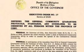 15 may 2020, adopting the omnibus guidelines on the implementation thereof, and for other purposes; Cebu Province Outlines New Rules Under Gcq Philippine News Agency