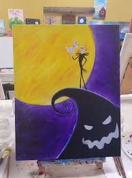 Today's halloween painting tutorial is of this little scene from nightmare before christmas! Acrylic Nightmare Before Christmas Painting Painting Inspired