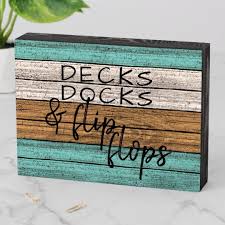 Funny Seaside Beachy Summer Quote Art Wooden Box Sign Zazzle Com In 2020 River House Decor Box Signs Wooden Boxes