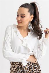 Kruvaze Firfir Bluz Beyaz Basortusu Modasi Bluz Bluz Modelleri