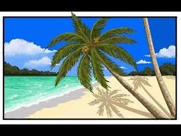 Ms Paint Drawing How To Draw Coconut Tree Palm Tree Beach Request V Beach Drawing Palm Trees Beach Canvas Painting Diy