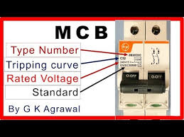 mcb breaker rating plate data printed on the mcb