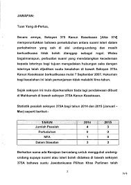 Mengikut seksyen 90 akta polis 1967 kerana berkelakuan tidak senonoh di balai polis dan seksyen 323 kanun keseksaan. Soalan 61 Parliamentary Documents