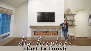 Brick and shiplap farm house living room. Diy Shiplap Electric Fireplace Build With Mantel Diy Brick Install Extreme Wall Transformation Youtube