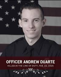 Officer Andrew Duarte gave his life protecting healthcare workers, patients  and families. Let us remember his bravery and that of the other officers  who undoubtedly saved lives