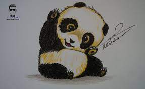 تعليم رسم دب الباندا بالرصاص والالوان مع الخطوات للمبتدئين drawing for kids animal drawings drawings