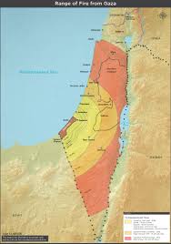 Map of gaza city area hotels: Range Of Fire From Gaza