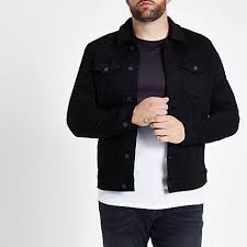 River Island Mens Big And Tall Black Denim Jacket