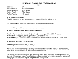 Rpp daring bahasa indonesia kelas 8 semester 1 teks eksplanasi. Rpp 1 Lembar Kelas 8 Smp Mts Mapel Umum Lengkap Antapedia Com