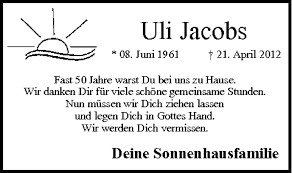 Se möglichkeit geboten und gerne genutzt. Uli Jacobs Traueranzeige Trauer Infranken De