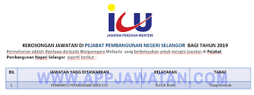 Pembantu perangkaan gred e19 contoh soalan peperiksaan online 2019. Jawatan Kosong Terkini Di Pejabat Pembangunan Negeri Selangor Appjawatan Malaysia