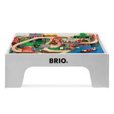 The highlight of the journey is the imposing mountain with arched passageways so vehicles can travel through. Brio Wooden Train Table Kinderspell