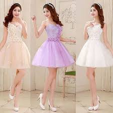 Korean Women Short Lace Prom Ball Party Bridesmaid Evening Formal Gown Dress Vestidos De Fiesta Cortos Vestidos De Dama Vestidos De Damas De Honor