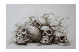They give importance to death, try to scare it away, show that they are stronger than it. Skull Pile Poster By Terry Stephens Skulls Drawing Skull Tattoo Design Skull Art Drawing