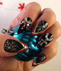 Dark Gold Snow Gothic Punk Nails Punk Nails Xmas Nails Christmas Nails