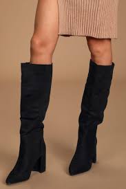 Suede boots are perfect if you're looking for a stylish boot you can show off all day. Cute Black Suede Boots Vegan Leather Boots Knee High Boots Lulus