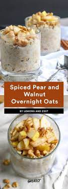 9 Overnight Oats Recipes That Are Basically Fall In A Bowl Pear Oatmeal Recipes Overnight Oats Recipe Rolled Oats Recipe