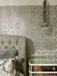 If you use a large stencil, i would start it at the top of the wall. Large Damask Wallpaper Stencil Fabric Damask Wall Stencil Royal Design Studio Stencils