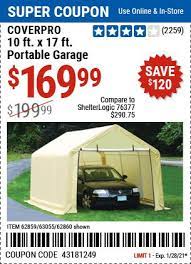 Coverpro 10 Ft X 17 Ft Portable Garage For 169 99 In 2021 Portable Garage Harbor Freight Tools Harbor Freight Coupon