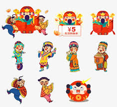 China caishen chinese gods and immortals chinese new year, packed with colorful chinese new year kung hei fat choy, man holding red and yellow kanji print signage illustration png clipart. Hand Drawn Various Poses Of The God Of Wealth Transparent Chinese New Year Png Image Transparent Png Free Download On Seekpng