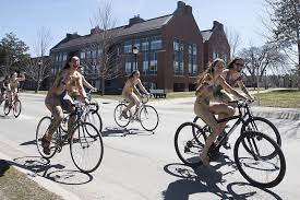 UMaine Earth Day Tradition Continues With Naked, Green Bicyclists