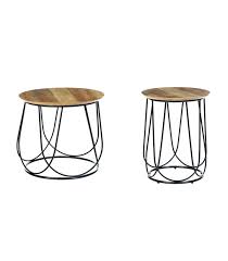 Rated 4.5 out of 5 stars. 2 Piece Loft Style Wood Top Black Metal Frame Nestle Coffee Table Set Side Table Elechome