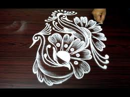 Free Hand Peacock Rangoli Design Easy Simple Rangoli Design Rangoli Design By Nagu S Handwork Youtube Henna Designs Hand Rangoli Designs Simple Rangoli