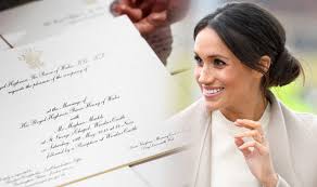 Although aesthetically simple with its black cursive and gold detailing, it's an invitation that is full of. Meghan Markle Royal Wedding Invitation Didn T Feature Her Real Name Rachel Express Co Uk