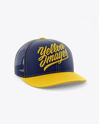 Trucker Cap Mockup Half Side View In Apparel Mockups On Yellow Images Object Mockups Design Mockup Free Mockup Psd Trucker Cap