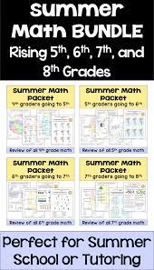 This Summer Math Bundle For Rising 5th 6th 7th And 8th Graders Has Many Different Worksheets And Lots Of Activiti Summer Math Math Packets Summer Math Packet